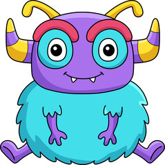 Sitting Monster Cartoon Colored Clipart 