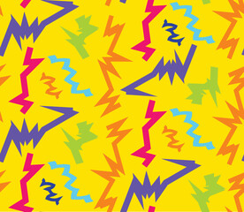 Fototapeta premium Abstract Hand Drawing Retro Geometric Zig Zag Shapes Seamless Vector Pattern Isolated Background