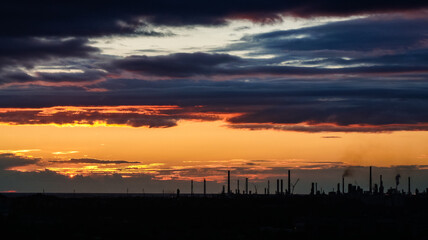 urban landscape at sunset