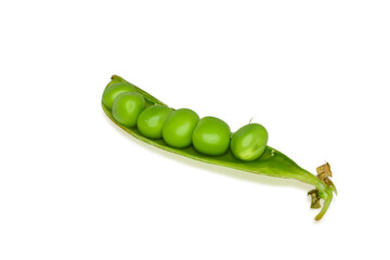 Sweet fresh green peas isolated on white background