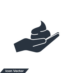 foam cream in hand icon logo vector illustration. shave foam symbol template for graphic and web design collection