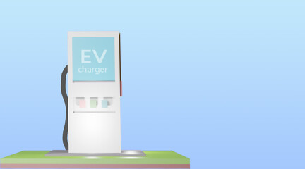 Modern electric car charging station ,in 3d render.
