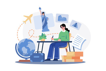 Young Woman Writes About Attractive Destinations In Travel