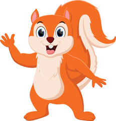 Cute squirrel cartoon waving hand 