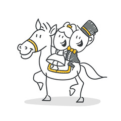 Strichfiguren / Strichmännchen: Hochzeitspferd, Pferd, reiten. (Nr. 833)