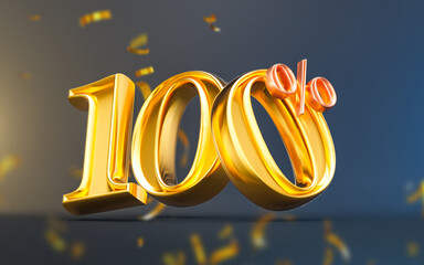 black Friday mega offer 100 percent cashback with gold confetti 3d render concept for big shopping