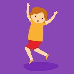 Obraz premium redhead boy doing gymnastic exercises