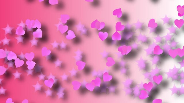 Pink confetti love hearts and stars