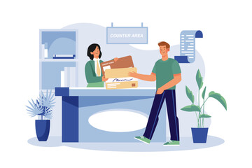 Customer Service Staff at the Office Counter Area Receive Credit Card