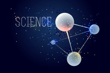 Plakat Vector molecules scientific chemistry and physics theme vector abstract background, micro and nano science and technology theme, atoms and microscopic particles.