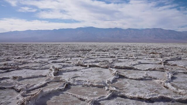 Otherworldly landscape of Badwater Basin salt flats, Death Valley, California