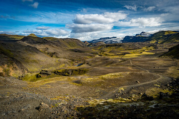 landscape with sky and clouds, Laugavegur Trail, Iceland