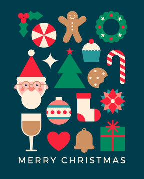 Cute christmas geometric elements design for chistmas greeting card, banner, poster or postcard.