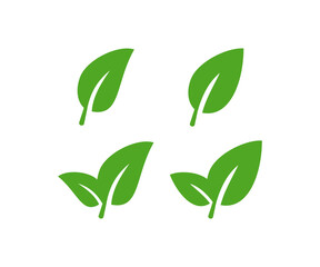 Green leaf icon set. Leaves symbol. SIgn eco vector.