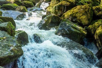 Naklejka na ściany i meble A waterfall Lynmouth, Devon, UK