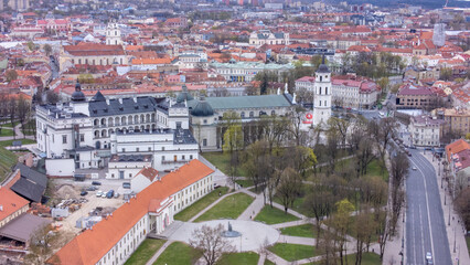 Obraz premium Arial , Birds Eye View Of The City Of Vilnius drone photography