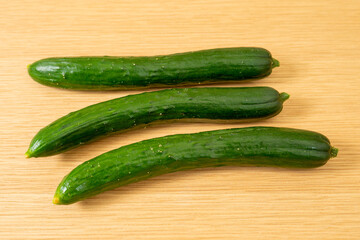 cucumbers on a wooden table