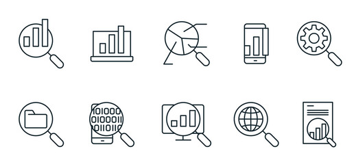 Set of vector linear icons Analytics