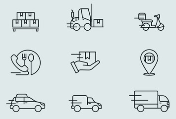 Set of vector linear icons Delivery