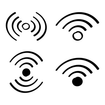 Hand Drawn Wifi Hotspot Icon In Doodle Style