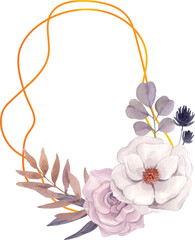 frame floral watercolor painting, PNG file