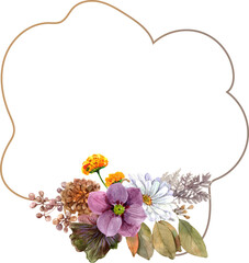 frame floral watercolor painting, PNG file