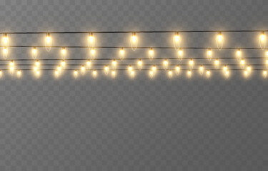 Vector Christmas garland on an isolated transparent background. Light, light garland PNG, Christmas decoration. © Vitaliy