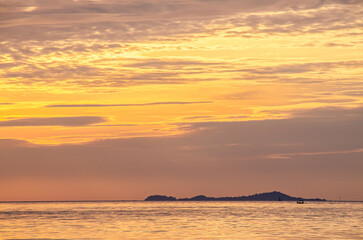 The beauty of light and color on the beach at sunset