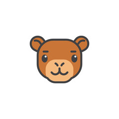 Cartoon camel face filled outline icon