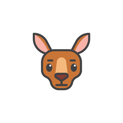 Cartoon kangaroo face filled outline icon
