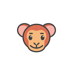 Cartoon monkey face filled outline icon