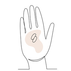 hand with pills one continuous line drawing, vector