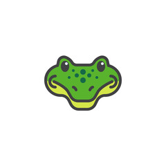 Crocodile cartoon face filled outline icon