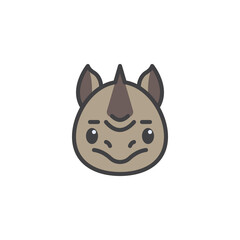 Rhinoceros cartoon face filled outline icon