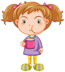 Cute girl holding a cup of water