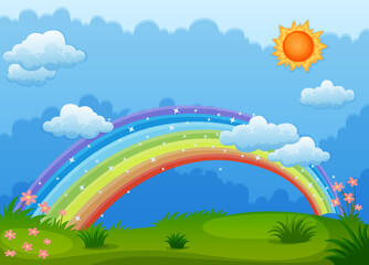 Rainbow in the sky background