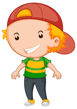 Cute boy cartoon character on white background