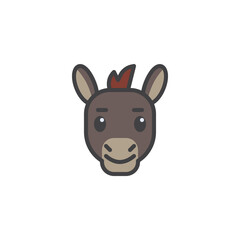 Fototapeta na wymiar Cartoon donkey face filled outline icon