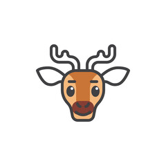 Cartoon deer face filled outline icon
