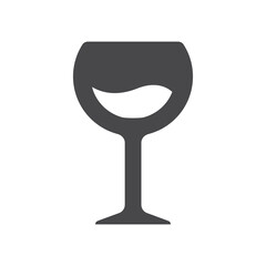 Wine glass black vector icon. Simple filled symbol.