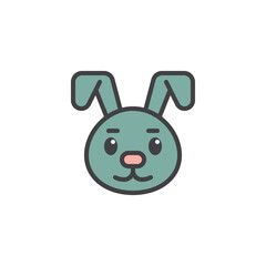 Rabbit cartoon face filled outline icon