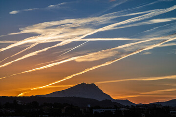 the Sainte Victoire mountain in the light of a summer morning