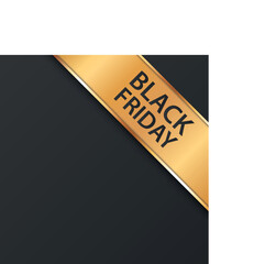 BLACK FRIDAY SALE - vector illustration of gold corner ribbon banner with gold colored frame on dark background	
