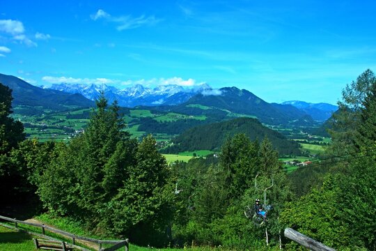 Austrian Alps - view of the Totes Gebirge mountains from the top station of the Wurbauerkogel cable car near Windischgarsten