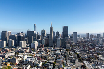 Transamerica Pyramid tower sky view San Francisco California