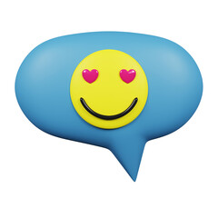 Smile face bubble speech isolated. 3D rendering