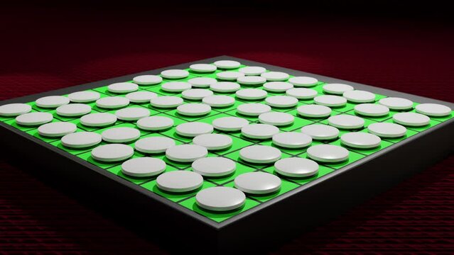 一つのオセロの白が全ての黒をひっくりかえす連鎖反応を起こすアニメーション動画