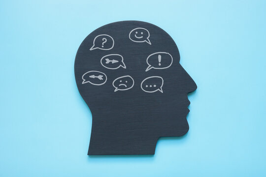 Head shape with speech bubbles. Internal family systems IFS therapy concept.