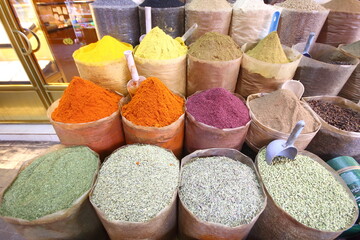 spices and herbs in a market