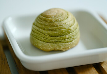 matcha pastry on a plate